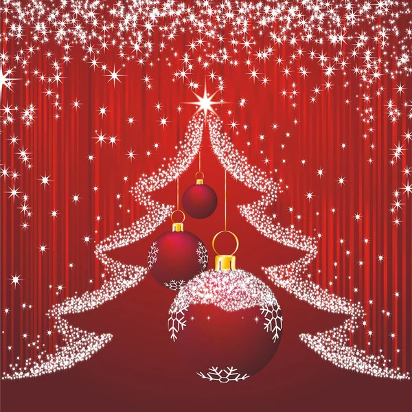Köknar kırmızı ile Noel desen — Stok Vektör