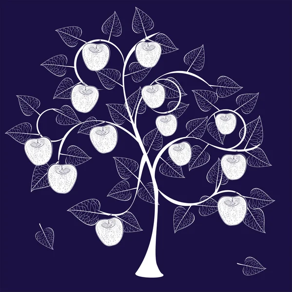 Apple tree silhouette — Stock Vector