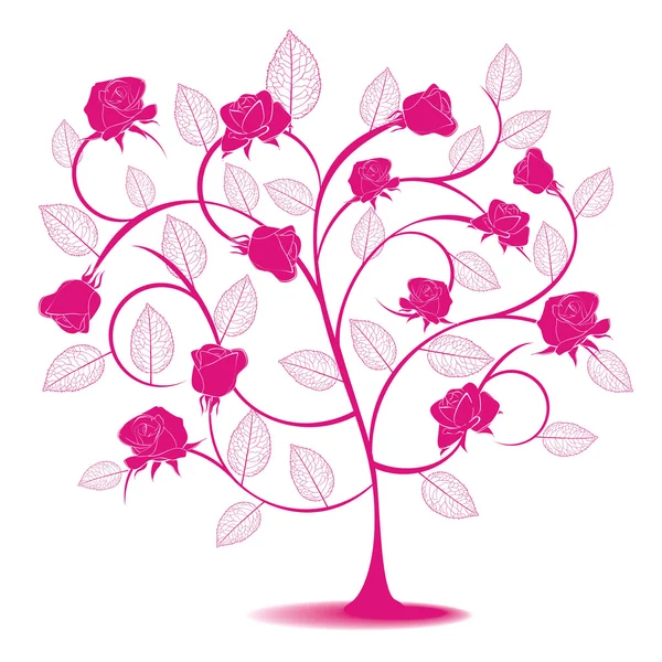 Abstraktní strom s růží — Stockový vektor