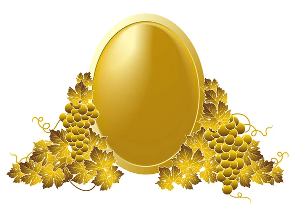 Cadre doré raisin — Image vectorielle