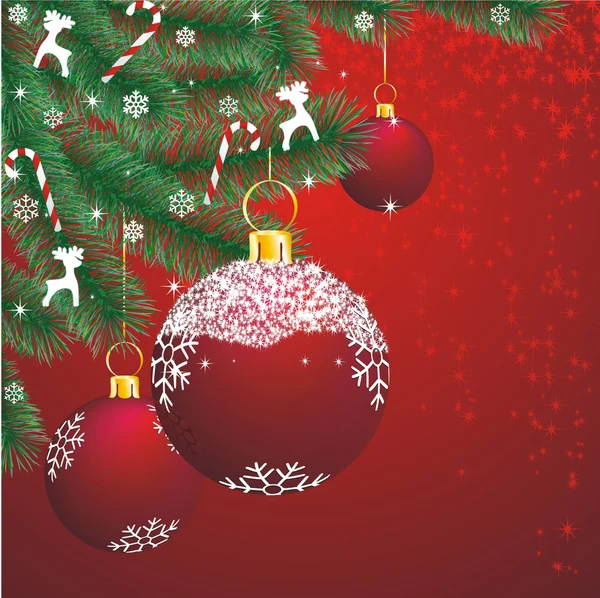 Christmas decor op rood — Stockvector
