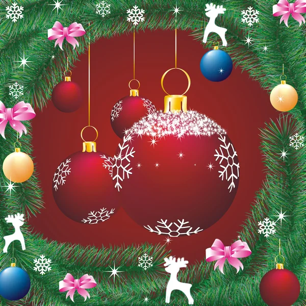 Christmas decor on red — Stock vektor