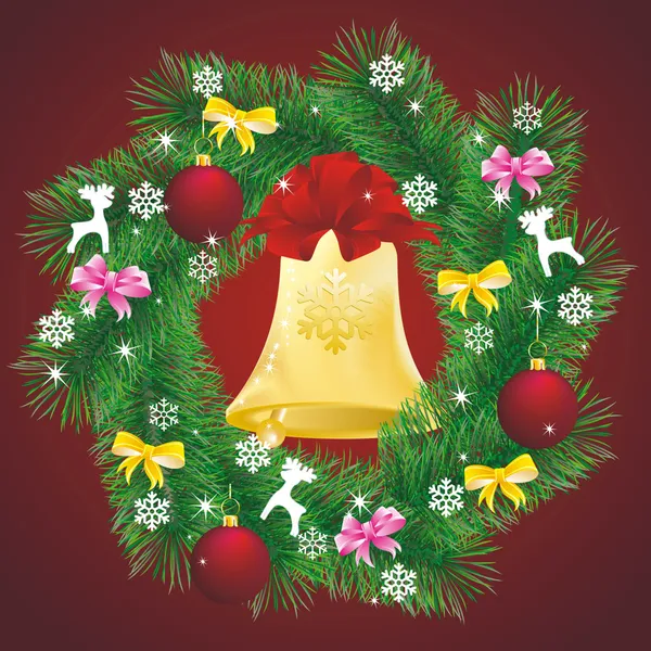 Décor de Noël sur rouge — Image vectorielle