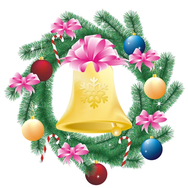 Christmas decor with bell — Stock Vector