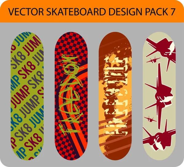 Pacchetto di progettazione skateboard 7 — Vettoriale Stock