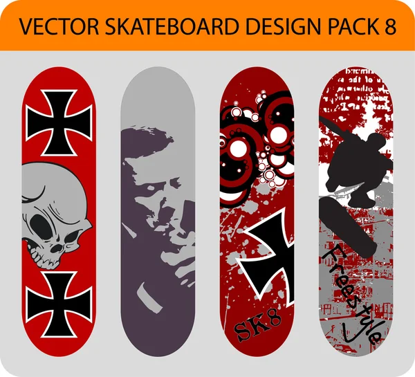 Skateboard Design Pack 8 — Stockový vektor