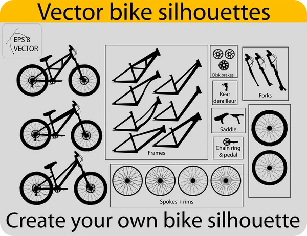Silhouette della bici vettoriale — Vettoriale Stock