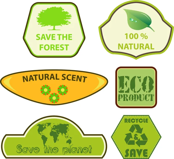 Zestaw etykiet ekologicznych — Wektor stockowy