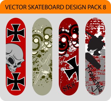 Skateboard design pack 8 clipart