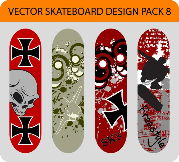 Pacchetto design skateboard 8 — Vettoriale Stock
