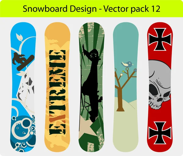 Snowboard desain pack 12 - Stok Vektor