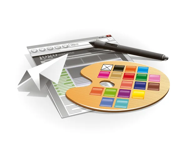 Palette und Tablet-Stift — Stockfoto