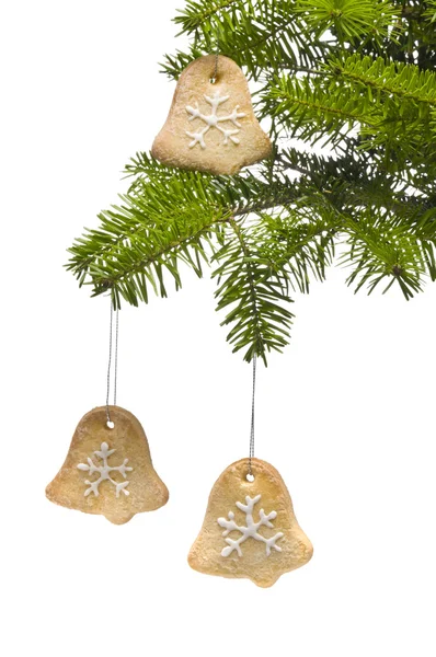 Baumglocken formen Plätzchen als Weihnachtsbaumschmuck — Stockfoto