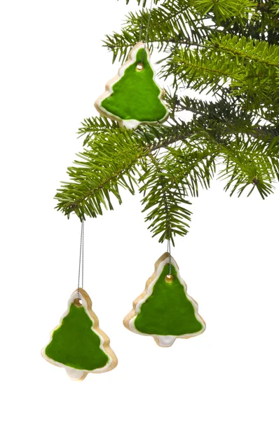 Strom strom tvaru cookies jako vánoční strom dekorace — Stock fotografie