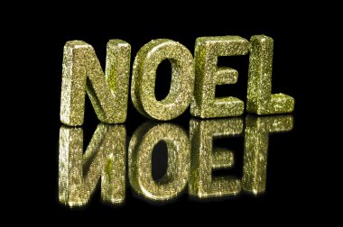 noel, glitter etkisi büyük harf yazılmış