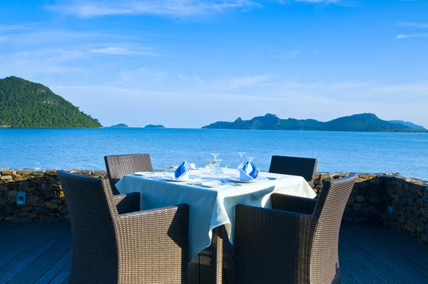 stock image Open-air table setting for meals with elegant dishware