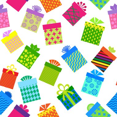 Seamleess background of gift boxes clipart