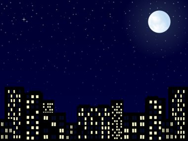 City skyline at evening clipart