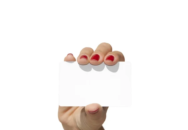 Mão segurando um cartão comercial vazio — Fotografia de Stock