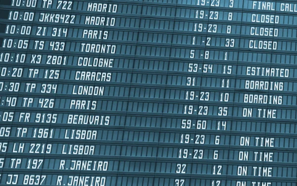 Airport Departure Board Information — Stock Photo, Image
