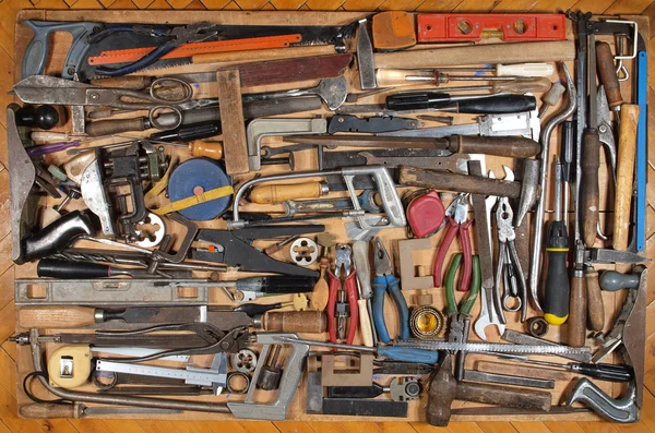 Various metalwork and carpentry tools — Stock Photo, Image