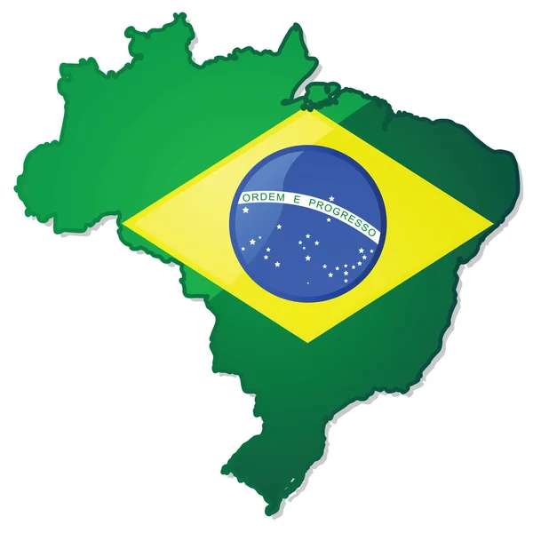 Bayrak ile Brezilya haritası — Stok Vektör