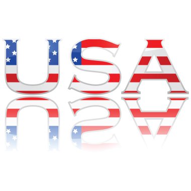 Flag in letters USA clipart