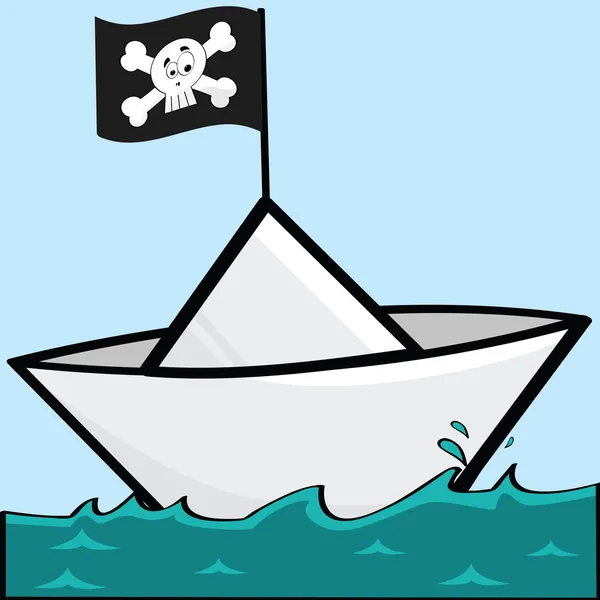 Barco de papel pirata — Vector de stock