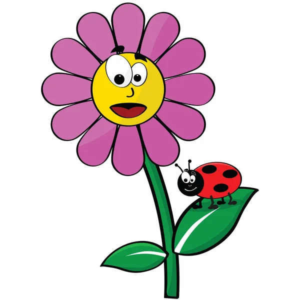 Flower and ladybug — Stock Vector