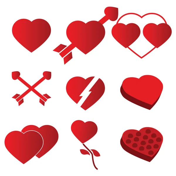 Zestaw ikon serca — Wektor stockowy