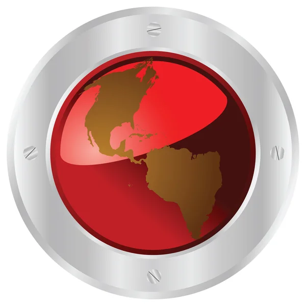 Red planet button — Stock Vector