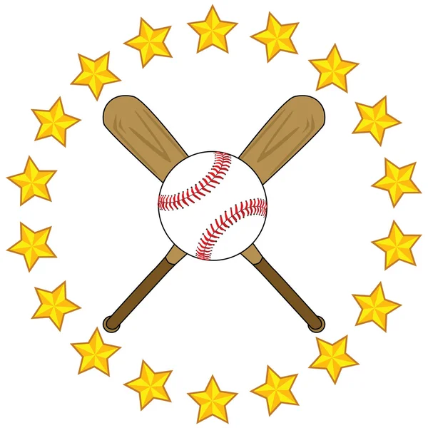 Baseball bats and ball with stars — Stock Vector
