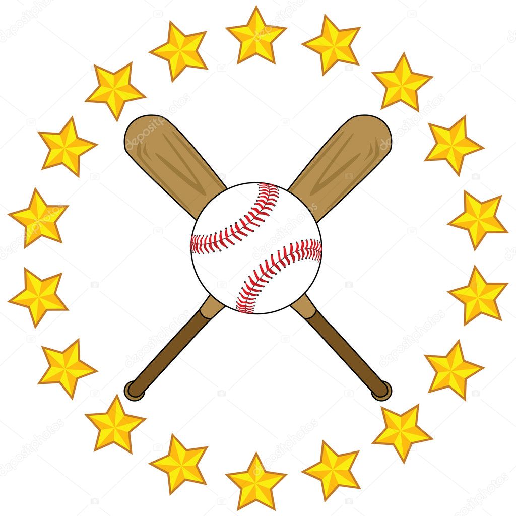 Baseball bats and ball with stars