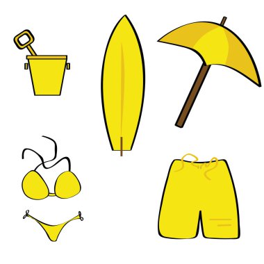 Beach icons clipart