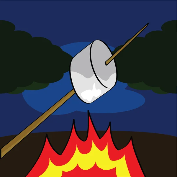 Faire griller une guimauve — Image vectorielle