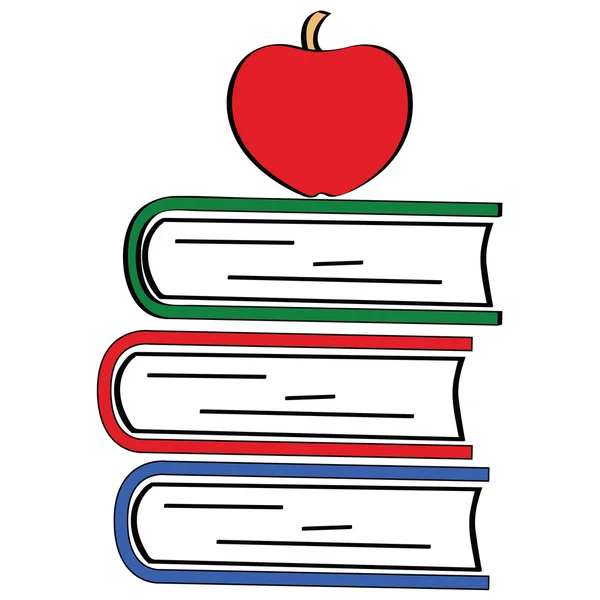 Livros e maçã —  Vetores de Stock