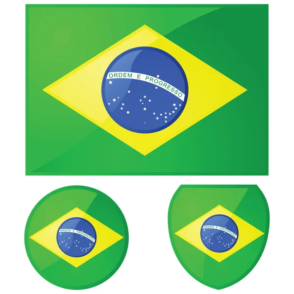 Bandeira e emblema do Brasil — Vetor de Stock