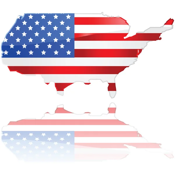 ΗΠΑ χάρτης και σημαία — Διανυσματικό Αρχείο