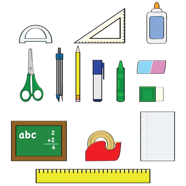 Fournitures scolaires — Image vectorielle