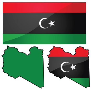 Map and flag of Libya