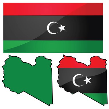Map and flag of Libya clipart