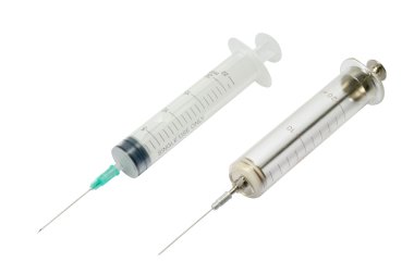 Disposable and old glass syringes clipart