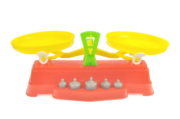 Toy balance with weights — Stock Photo, Image