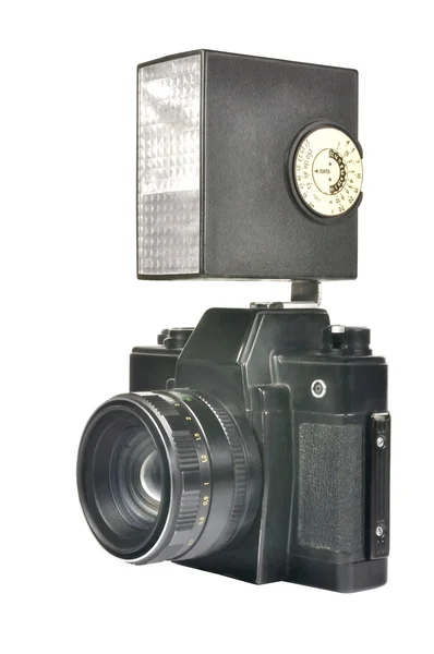 Stary aparat i flash — Zdjęcie stockowe