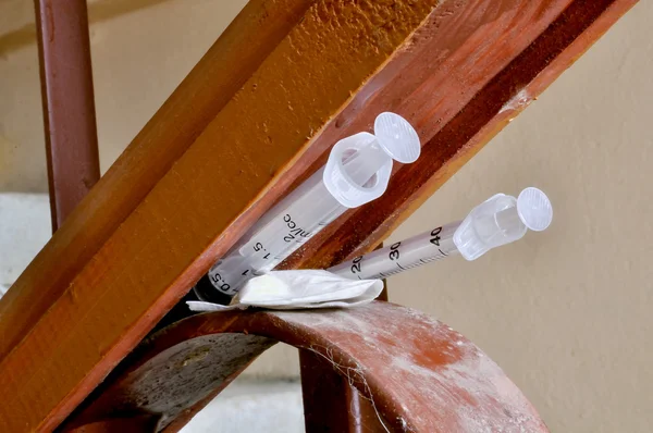 stock image Two disposable syringe and drug