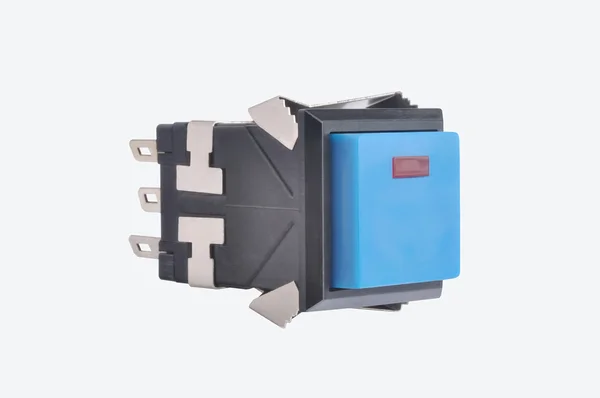 Interruttore elettrico con pulsanti blu — Foto Stock