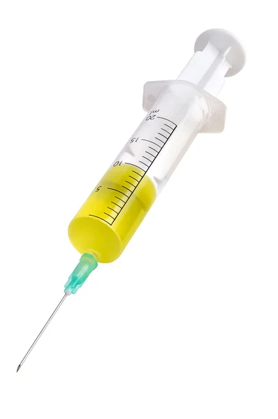 Шприц и вакцина одноразового применения — стоковое фото