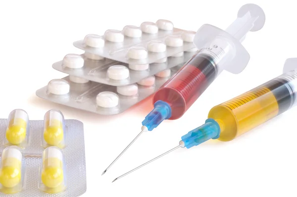 Two disposable syringe with the vaccine — Stock Photo, Image