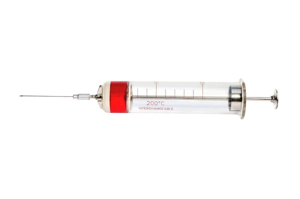 Ancienne seringue en verre et vaccin — Photo