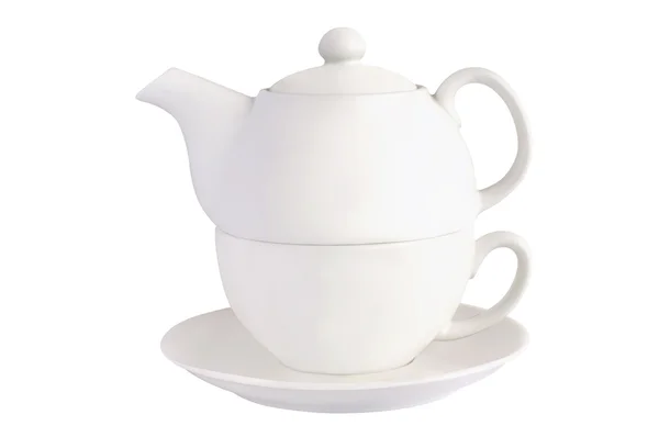 Çaydanlık, bardak ve tabak — Stok fotoğraf